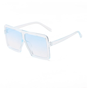 Close-up of square light blue sunglasses with model KD9188 printed on the inner temple