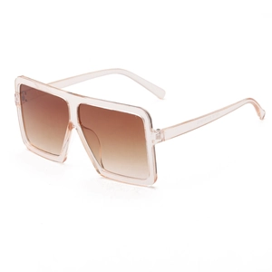 Detail view of champagne square sunglasses featuring model KD3138 on the inner temple arm