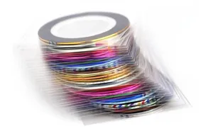 Detailed set of 39 colorful self-adhesive nail art striping tapes for DIY manicure decoration