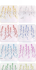 Glossy PVC hanging swirls in gold, silver, red and blue for festive party decorations