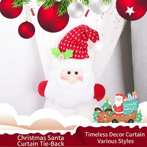 Christmas Santa Claus curtain buckle with knitted snowflake hat for holiday home decoration