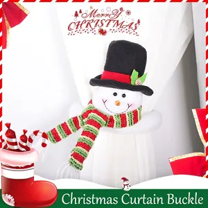 Christmas Curtain Tiebacks Santa Snowman Reindeer Plush Buckle Fastener Holder For Festive Home Window Decoration Soft