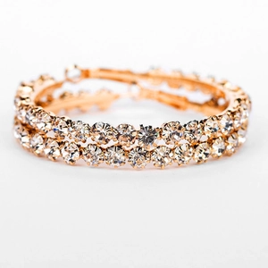 Chic gold-plated oversized hoop earrings with double-row sparkling crystal pavé setting