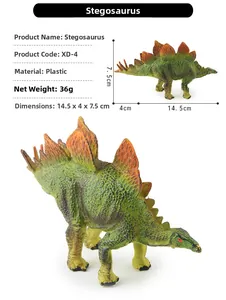 Detailed view of green Stegosaurus dinosaur toy with dimensions 14.5x4x7.5cm