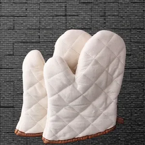 Quilted Cotton Oven Mitts Heat Resistant Thickened Kitchen Baking Cooking Gloves With Hanging Loop For Microwave BBQ