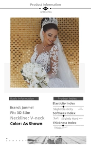 Détails de la robe de mariée sirène en dentelle avec col en V profond et manches longues