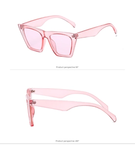 Duo-Ansicht der rosa transparenten Oversize-Sonnenbrille mit 90 und 180-Grad-Perspektive