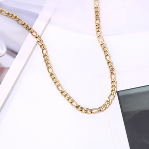Figaro Chain Necklace Bracelet 18K Gold Plated Stainless Steel Minimalist Hip Hop Punk Fashion Jewelry For Women