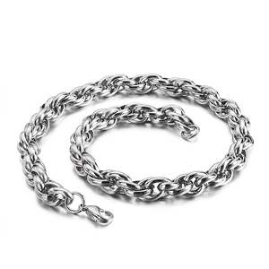 Men Hip Hop Rope Chain Necklace Stainless Steel Twisted Link Urban Punk Jewelry
