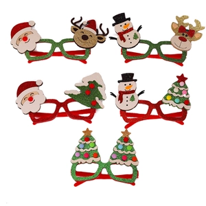 Christmas cartoon glitter eyewear 5-pack featuring Santa, Reindeer, and Snowman designs
