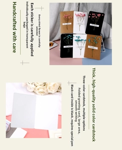 Detailed close-up of handmade greeting cards featuring dried flowers and classic paper colors