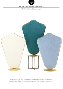 Three-piece velvet jewelry display stands with gold metal frames and circular bases