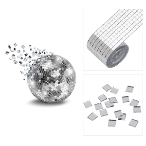 Silver self-adhesive mirror mosaic tiles for DIY disco ball decoration and wall art decor