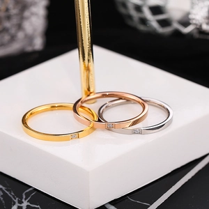Minimalist stainless steel single diamond ring set in gold, rose gold and silver finishes