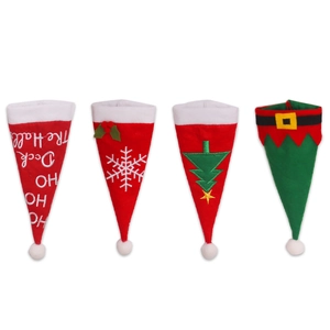 Lot de 4 protège-couverts de Noël en feutre rouge et vert avec broderies festives