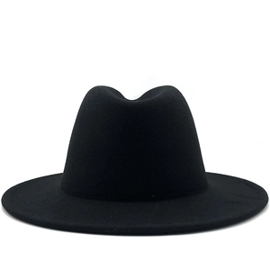 Chapeau Fedora classique en feutre de laine noir à bord large pour hommes et femmes