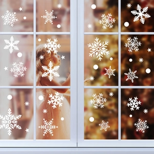 White snowflake static window stickers for Christmas and New Year glass decoration