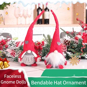 Weihnachtsgnom Tomte Plüschpuppe Filz Handgefertigt Dekoration Biegsamer Langer Hut Herzaufnäher Schreibtisch Ornament