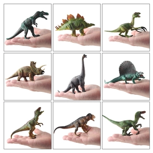 Set of 9 realistic dinosaur toy figures including T-Rex and Triceratops with skin textures