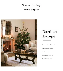 Ceramic airtight storage jar for nuts and coffee in a cozy Christmas living room setting