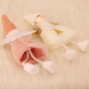 Plush Christmas angel tree hanging ornaments with soft wings in pink and white set