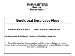 Detailed parameters of handcrafted resin and metal monstera leaf home ornament