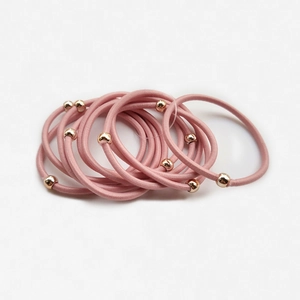 Set di 8 elastici per capelli rosa con perle dorate per donna acconciatura elegante
