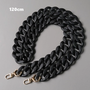 120cm black matte acrylic chunky chain strap for handbags with gold lobster clasps