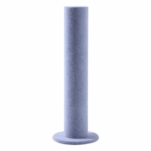Vertical velvet cylinder jewelry display stand for hairbands and bracelets in light blue
