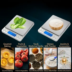 Waterproof stainless steel kitchen scale with blue backlit LCD for food and jewelry