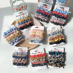 Lot De Chouchous Pour Femmes Filles Élastiques À Cheveux Tissu Satin Mousseline Pois Rayures Carreaux Floral Imprimé Léopard Tête