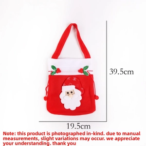 Christmas gift bag with 3D Santa decor, dimensions 39.5cm by 19.5cm in soft red fabric