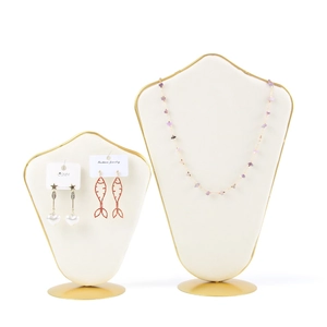 Velvet jewelry display stand set with metal frame for necklaces and earrings exhibition