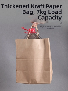 Brown kraft paper bag showing high load-bearing capacity lifting a heavy 7kg water bottle