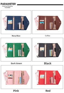 Detailed interior of RFID passport wallet showing six colors and multi-card slot organization