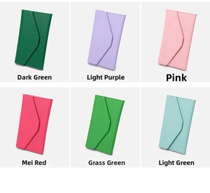Six colorful RFID passport wallets in dark green, purple, pink, and green finishes