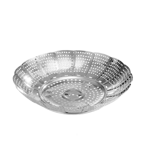 Foldable stainless steel steamer basket with telescopic petals for kitchen pots