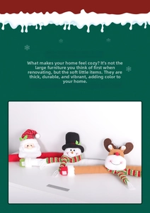 Three-piece set of Santa, snowman and reindeer plush doll curtain tiebacks for Christmas