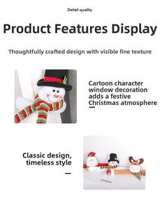 Detail of soft fabric Santa, Snowman, and Reindeer Christmas curtain tieback fasteners