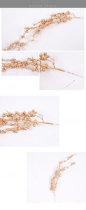 Detailansicht goldener Schaumstoffbeeren-Zweige mit flexiblem Draht für DIY Deko