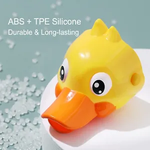 Cute yellow duck cartoon faucet extender made of durable ABS and TPE for kids washing