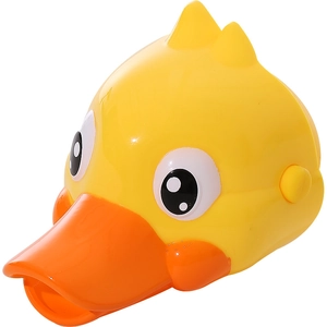 Cute yellow duck faucet extender for kids, durable cartoon splash-proof water guide device
