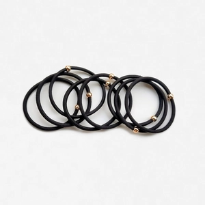 Elastici neri per capelli con perline dorate per coda di cavallo, confezione da dieci