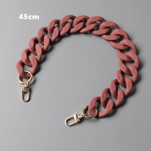 Detail of 45cm brick red matte resin chain with golden lobster clasps for bags