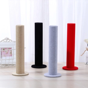 Vertical velvet and linen cylinder display stand for hairbands and bracelets