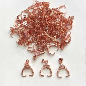 Rose gold plated pendant bails with rhinestones for DIY jewelry making and crystal necklaces