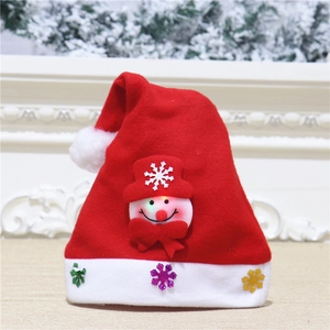 Leuchtende Weihnachtsmütze mit Schneemann-Motiv, rotem Plüsch und glitzernden Pailletten