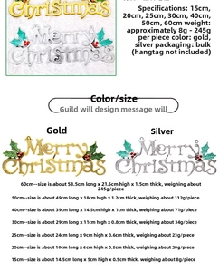 Size chart showing weight and dimensions for Merry Christmas hanging door signs
