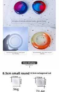 Size display for round and octagonal DIY silicone ashtray molds with resin finished result