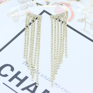 Orecchini Pendenti Lunghi Con Nappa In Lega Di Strass Con Perno In Argento Sterling 925 Per Donna